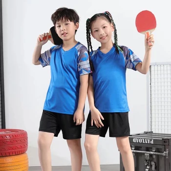 Naujas Badmintono Rinkinys Berniukams, Mergaitėms Lauko Sporto Kostiumas Drabužiai Vaikams Badmintono Trumpomis Rankovėmis T-Shirt Tees Viršūnes Stalo Teniso Rinkiniai Nuotrauka 2
