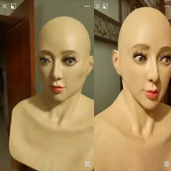 Naujas Crossdresser kaukė Silikono Odos moterys Shemale maskuotis Masken vyrų Transseksualių Vyrų Drag Queen helovyno Cosplay Nuotrauka 2