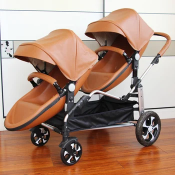 NAUJAS Dvyniai kūdikio vežimėlis 2 in 1,poussette dvigubai jumeaux,Shell dvigubas vežimėlis,Prabangos kūdikis vežimas,odinis vežimėlis,sulankstomas vežimėlis Nuotrauka 2