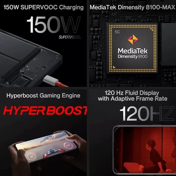 Naujas OnePlus Ace 5G MTK Dimensity 8100 MAX Išmanusis telefonas 150W Greito Įkrovimo 120Hz AMOLED Mobiliųjų Telefonų 50MP Triple Kamera, Android 12 Nuotrauka 2