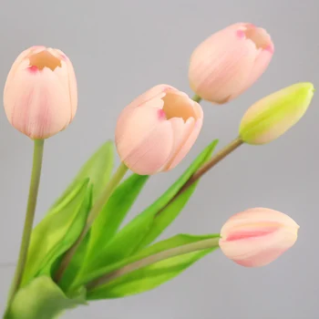 Naujas Prabangus Silikono, Dirbtinių Gėlių Namų Puošybai flores artificiales Nekilnojamojo Touch Tulpių Puokštė Dekoratyvinis Nuotrauka 2