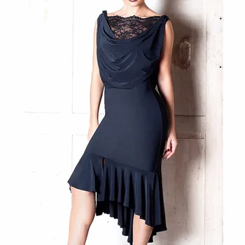 Naujausia Lotynų Šokių Suknelės Tinka Moterims, Juodos Spalvos Be Rankovių Patvarus Sijonus Nešioja Moterys, Šiuolaikinių Šokių Suknelių Mados B013 Nuotrauka 2