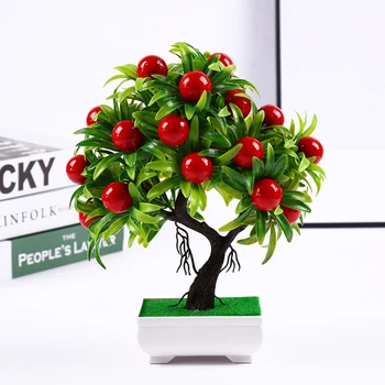 Ne nyksta Dirbtinis Bonsai Mini Vaisius Medžio, Augalų Puodą Kambarį Sodo Stalas Biuro Dekoras Plastiko vaismedžių puodą su Vaisių Nuotrauka 2