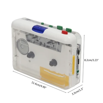 Nešiojamas Kasečių Grotuvas, USB Kasečių Surinkimo kasetės į MP3 Converter Walkman Magnetofono Skaidri/ Juoda Korpuso H8WD Nuotrauka 2