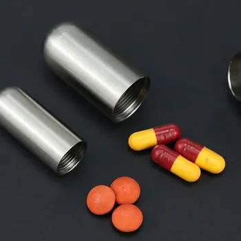Nešiojamų Aliuminio Tabletes Atveju Keychain Lauko Kišenėje Tablečių Dėžutė Atvejais Konteinerių Organizatorius Saugojimo Tablečių Buteliuko Medicina  Nuotrauka 2