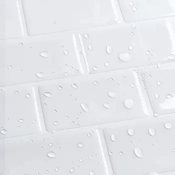 Nulupkite ir Klijuoti Lipni Nuimamas Klijuoti Ant Virtuvės Backsplash Vonios kambarys 3D Sienų Lipduko Tapetai, Plytelės Metro Balta Nuotrauka 2