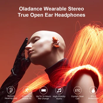 Oladance Open Ear Ausinės Bluetooth 5.2 Belaidės Ausinės Tws su Dual 16.5 mm Dinaminis Vairuotojai Vandeniui Sporto Ausinių Nuotrauka 2