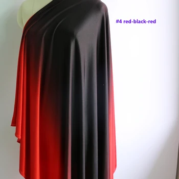Ombre Spandex Medžiaga Juoda Raudona Šokių lotynų Suknelę, Medžiagos, Mezgimo Ruožas 100cm*150cm Nuotrauka 2