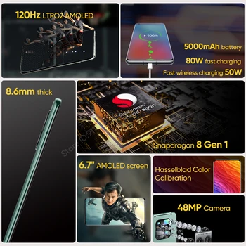 OnePlus 10 Pro 10pro 5G Smartphone 12 GB 256 GB Snapdragon 8 Gen 1 mobilieji telefonai 80W Greito Įkrovimo Nuotrauka 2
