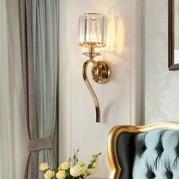 Patalpų crystal aukso sienos lempos Amerikos šalyje sienos lempos luxury villa viešbučio koridorius, gyvenamasis kambarys visi vario liustra naujas stilius Nuotrauka 2