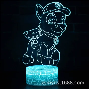 PAW Patrulių Animacinių filmų Serijos LED Panel 3D Stereo staliukas Lempos zhiRubble Chase Vaikų Kūrybinės Gimtadienio Dovana Anime Lempos Nuotrauka 2