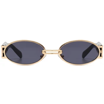 Peekaboo punk stiliaus retro ovalo formos akiniai nuo saulės vyrams metalo uv400 aukso turas saulės akiniai moterims 2021 m. derliaus priedai vyras Nuotrauka 2
