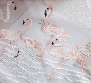 Pink Flamingo Nėriniai Siuvinėjimo Tiulio Užuolaidas Kambarį Juoda Gulbė vienspalviai voile Už Miegamojo Lango Ekraną Vien Skydelis #30 Nuotrauka 2