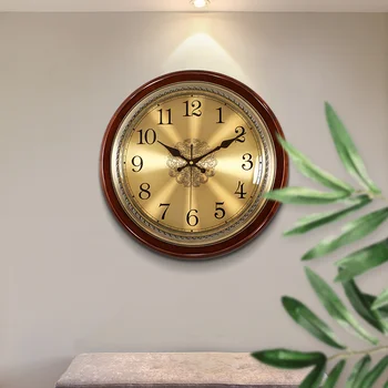 Prabangių Medžio Sieninis Laikrodis Metalo Retro Šiaurės Amerikos Stiliaus Aukso Silent Sieniniai Laikrodžiai Miegamasis Shabby Chic Kambarį Horloge Dovana Nuotrauka 2
