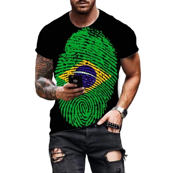Prabangūs vyriški T-shirt Brazilija Marškinėliai Herbas Vyrų Brazilijos Vėliava 3d Spausdinimo Marškinėlius Priežastinis trumpomis Rankovėmis Viršūnes Mados Drabužiai Nuotrauka 2
