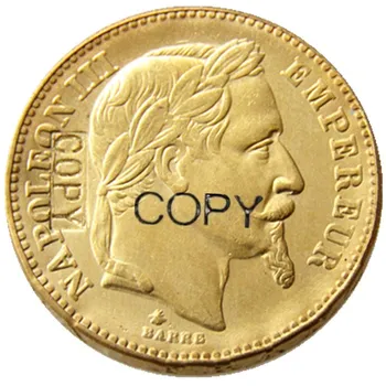 Prancūzija 20 Frankų, 1861 M. - 1870 -A-B Metus Napoleonas III Auksą, Sidabrą, Kopijuoti Monetos Nuotrauka 2