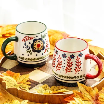 Prancūzų stiliaus ranka-dažytos keramikos puodelis asmeninį kūrybos puodeliai vyrų ir moterų šeimos puodelis pusryčiai pieno kavos puodelis dovana puodelis Nuotrauka 2