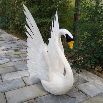 realaus gyvenimo žaislų apie 30x45cm white swan modelis putų&plunksnos swan su sparnais,namų dekoravimo prekėms ,žaislų dovana d0579 Nuotrauka 2