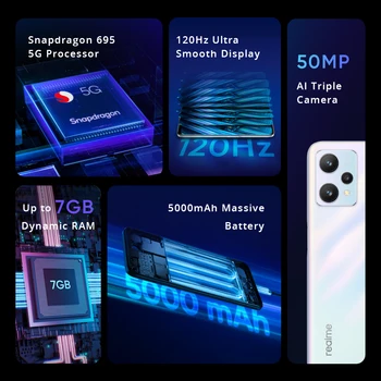 realme 9 5G Naują Išmanųjį telefoną Snapdragon 695 5G Octa-core Procesorius 6.6