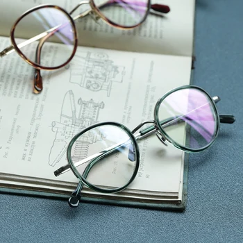 retro gryno titano akinių rėmeliai vyrų Klasikinis derliaus turas prescripiton akiniai Trumparegystė skaitymas optinis moteris akiniai Nuotrauka 2
