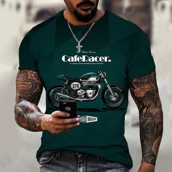 Retro stiliaus Motociklas Kvėpuojantis 3D Atspausdintas Negabaritinių Tee Vyrams, Moterims, Kietas Vyras Viršūnes Prabanga Atsitiktinis marškinėliai Juokinga Mada Karšto Nuotrauka 2