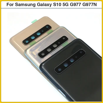 Samsung Galaxy S10 5G SM-G977B G977F Baterija, galinis Dangtelis Galinių Durelių Stiklo plokštės 3D Būsto Atveju Klijai +Fotoaparato Objektyvą Pakeisti Nuotrauka 2