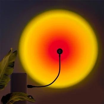 Saulėlydžio Lempa USB Vaivorykštė Projektorius Atmosferą Naktį Šviesos Namų Puošybai Fotografija Apšvietimo Kavos Parduotuvė Sienų Dekoras Apšvietimas Nuotrauka 2