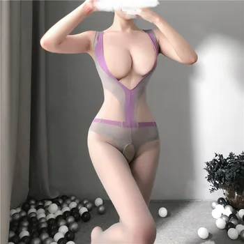 Seksualus Erotiniai Moteriškas Apatinis Trikotažas, Kojinės, Rankovių Breastless Atidaryti Failą Šilko Drabužių Pagundai Sexy Baby Doll Apatiniai Nuotrauka 2