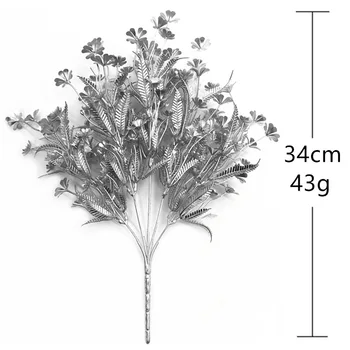 Sidabro Dirbtinių Augalų Metalo Spalvos Modeliavimo Augalų, Gėlių Namuose Puokštė Vestuves Apdailos Netikrą Gėlės Plastikinių Gėlių Nuotrauka 2