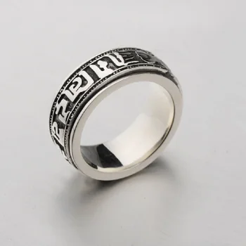 sidabro žiedas originalus retro mados vyrų mantra žiedai Tailando Sidabro Žiedai didmeninė vyriški papuošalai Nuotrauka 2