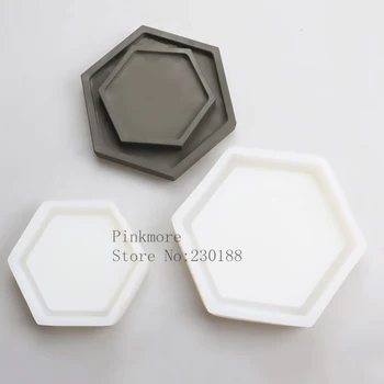 Silikoninis Lėkštės formos šešiakampis Cemento vaisių plokštės, betono patiekalas rankų darbo pelėsių betono lovelio formos Nuotrauka 2