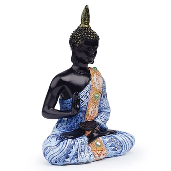 Tailando Sėdi Budos Statula vidaus Apdaila, Antikvariniai Meditacinė Buddah Statula, Meditacija Mini Budos Statulėlės, Juoda Mėlyna Nuotrauka 2