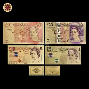UK 5.10.20.50 didžiosios Britanijos Svaras Pinigų Popieriaus Aukso Banknotų 24K Auksu, Pažymi, Surinkimo Nuotrauka 2