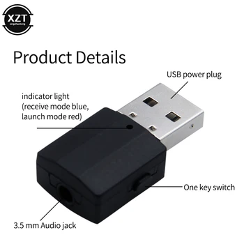 USB Bluetooth Adapteris 5.0 Siųstuvas 2in1 Garso Imtuvas, Skaitmeninis Prietaisų TV Kompiuterį, Ausinės, Namų garso sistemos Automobilio HIFI Audio Nuotrauka 2