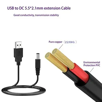 USB DC 1,5 A 5.5x2.1mm Žingsnis Iki Kabelio Galia Padidinti Linija WiFi Router Nuotrauka 2