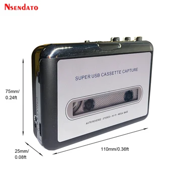 USB Kasetės Užfiksuoti Radijo Grotuvą, Nešiojamą USB kasetinį į MP3 Converter Fiksuoti Garso Muzikos Grotuvas Juosta Cassette Recorder Nuotrauka 2