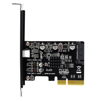 USB PCIE Card C Tipo PCI-Express 4X USB 3.2 Gen 2X2 (20Gbps) ASM3242 Lustų rinkinys, Skirtas 