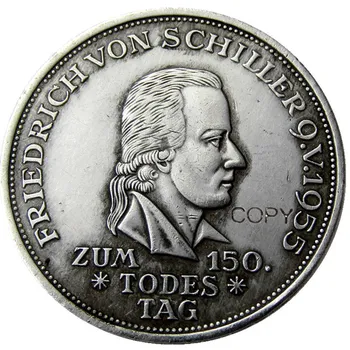 Vokietija, Vokietijos Federacinės Respublikos, 5 Ženklą, 1955 F Sidabro Padengtą Kopijuoti Monetos Nuotrauka 2