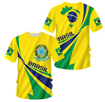 Vyriški Brazilijos Futbolo Atrankos Marškinėliai 3D Spausdinimo Brazilijos Jersey V-Neck Negabaritinių vyriški T-Shirt Prarasti Atsitiktinis T Shirts Streetwear Nuotrauka 2