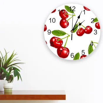 Vyšnių Vaisių Sieninis Laikrodis Virtuvės Kambarį Sienos Ornamentu Modernaus Dizaino Sieninis Laikrodis Nuotrauka 2