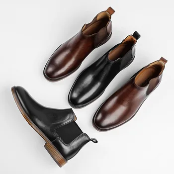 YIGER Vyrų Oficialūs natūralios Odos batai Derliaus Britų vyriški batai Pažymėjo tne Martins Batai Vyrų 