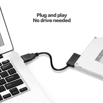 YIGETOHDE USB 2.0 Mini SATA II 7+6 13 Pin Adapteris Keitiklis, Laidas, Nešiojamąjį CD/DVD ROM Slimline Ratai Konverteris HDD Caddy Nuotrauka 2