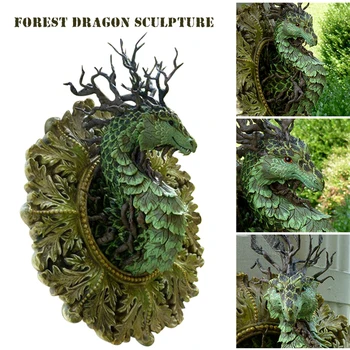 Žalia Patraukli Dekoro Tikroviški Miško Dragon Skulptūros, Statulėlės Dervos Statula Praktinių Mažų Sienų Dekoras Patalpų Drakonas Nuotrauka 2