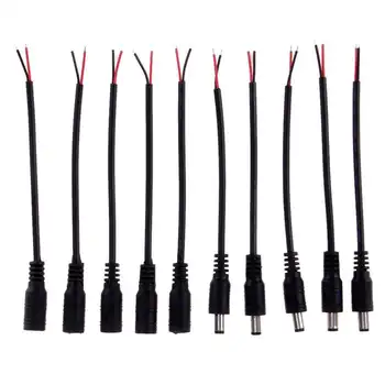 10pieces DC Kištuką splitter cable 5.5 mm 2.1 mm, Moterų/ Vyrų DC LED Jungties Kištuką juostelės kabelis jack adapteris kabelis Nuotrauka 2