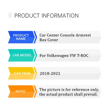 Automobilio Centrinėje Konsolėje Porankiu Padengti Volkswagen VW T-ROC 2018 2019 2020 2021 Porankiu Trinkelėmis Raštas Apdaila, Interjero Priedai Nuotrauka 2