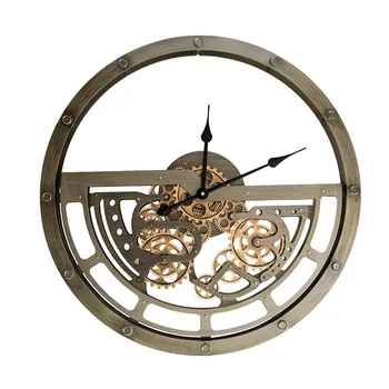 Didelis Retro Sieninis Laikrodis Metalinės Sienos Laikrodžiai Tyli Laikrodžiai Senovinių Namų Kambarį Dekoratyvinis Kūrybinės Pramonės Stiliaus Zegary Nuotrauka 2